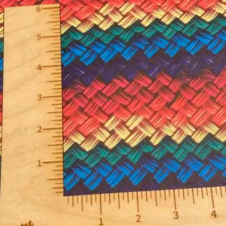 Basket Weave Rainbow colors faux leather printed vinyl sheet
