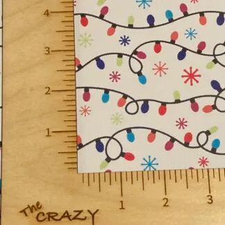 Christmas Lights and Flakes faux leather printed vinyl sheet